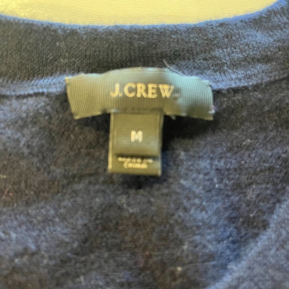 J. Crew Merino Wool  Geometric Purple and Black Sweater Ladies SIze MED - Picture 4 of 6